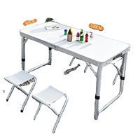 Table de camping pliante légère et durable en alliage d'aluminium, réglable en hauteur