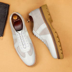 Zapatos Oxford estilo inglés en patchwork blanco y negro para hombre. Suela de cuero gruesa. Zapatos de cuero genuino de calidad empresarial. - Product Image 4