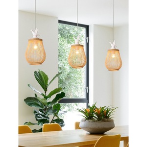 โคมไฟห้อยเพดานทรงนกสไตล์นอร์ดิกโมเดิร์นมินิมอล ทำจากไม้ไผ่สาน ขั้วหลอด E27 ประหยัดพลังงาน หลอดไฟ LED หัวเดียว เหมาะสำหรับร้านอาหาร ห้องน้ำชา โรงแรม - Product Image 5