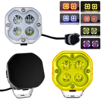 Projecteur LED dynamique 7 couleurs IP67 avec couvercle ambré 12V 24V 160W, 4 faisceaux laser blancs pour éclairage ultra-lumineux 4x4