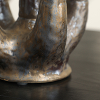Vase en céramique Flolenco abstrait multi-tubes, finition bronze vieilli rustique, sculpture artistique, vase-bouteille pour fleurs séchées, décoration intérieure