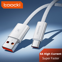 Cable USB Tipo C Trenzado Blanco de Carga Rápida Premium Toocki, 6A 66W, Cable de Carga USB a Tipo C, Cable de Sincronización de Datos para Teléfono y Tableta