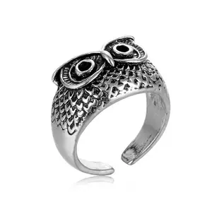 Anillo con diseño de Ojo Azul diablo para hombre, estilo Punk, a la moda