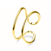 Bague ouverte double bande géométrique classique en acier inoxydable EMANCO pour femme, bijoux pour le quotidien, vente en gros, dropshipping