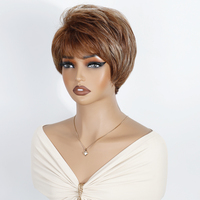 Perruque Pixie Synthétique Faite à la Machine, Cheveux en Fibre Résistante à la Chaleur, Courte Perruque Pixie Synthétique sans Colle Faite à la Machine pour Femmes Blanches