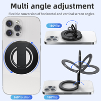 Support magnétique pour téléphone super résistant, ultra-fin et portable, avec boucle à double anneau, compatible avec les systèmes Apple et Android