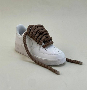 AF Lacets de chaussures à fleurs de cajou <span class=keywords><strong>Dunk</strong></span> Low round Twisted 7mm Thick Beige White Polyester Linen for Shoe Accessories - Product Image 5