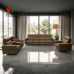 Canapé d'Angle Inclinable Modulaire YILIN en Cuir Véritable avec Soutien Lombaire Électrique et Boîte de Rangement pour Cinéma Maison et Salon - Product Image 1