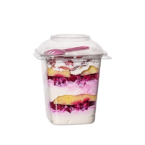 Lesui - Nuevos Vasos Desechables Cuadrados de 24oz para Postres, Vasos de Plástico para Helado, Yogur y Postres con Tapa y Cuchara - Product Image 4
