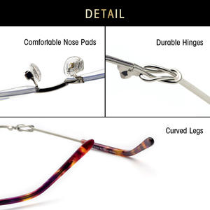 Monture de lunettes en métal gris Jack Cat Eye 5128, protection anti-lumière bleue pour femmes, lunettes optiques pour myopie - Product Image 3