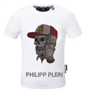 Fashion Brand High Quality PLEIN Rhinestone Men T-shirt Casual New Tees