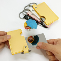 Porte-clés en cuir PU avec miroir, logo personnalisé, miroir de maquillage portable pour sac, miroir de poche pour voyage