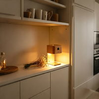 2 1 Lampu Sensor Gerak Kayu dengan Diffuser Aroma, Lampu Malam Isi Ulang Tanpa Kabel, Ramah Lingkungan untuk Kamar Tidur, Ruang Tamu, Rumah