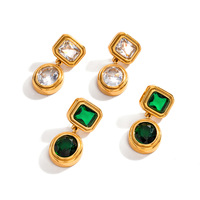 Boucles d'oreilles géométriques en zircone cubique, acier inoxydable, style vintage, luxe léger, bijoux haut de gamme, cadeau pour femmes