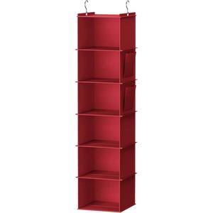 Organisateur de placard suspendu à 6 étagères, étagères de rangement rouge foncé pour chambre à coucher, dortoir, chambre d'enfants, type crochet, design contemporain - Product Image 1
