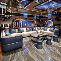 Meubles commerciaux de luxe modernes, ensembles de canapés, tables et chaises de bar personnalisés, canapés en cuir en forme de U ou en forme de L pour KTV et pubs, avec tables et chaises.