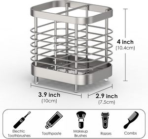 Stainless Steel 304 Bathroom <b>Wall</b>-<b>Mounted</b> <b>Toothbrush</b> <b>Holder</b> Punch-Free No Drilling Required Storage Organizer Rack - Product Image 6
