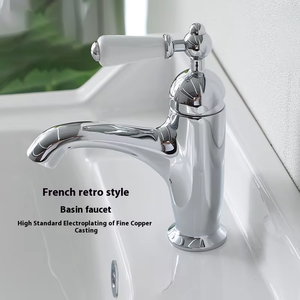 French <strong>Retro</strong> Simple Stainless Steel Ceramic Basin Washstand Modern Design <strong>Style</strong> for Small Apartment <strong>Bathroom</strong> Balcony - Product Image 4