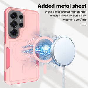 غطاء هاتف محمول وردي للفتيات مقاوم للصدمات، غطاء مطفي لهاتف سامسونج S26 ألترا، غطاء هاتف مغناطيسي من مادتي TPU وPC 2 في 1 - Product Image 5