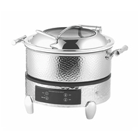 Matériel de cuisine professionnel pour restaurant, chauffe-plat à induction martelé en acier inoxydable pour buffet et traiteur
