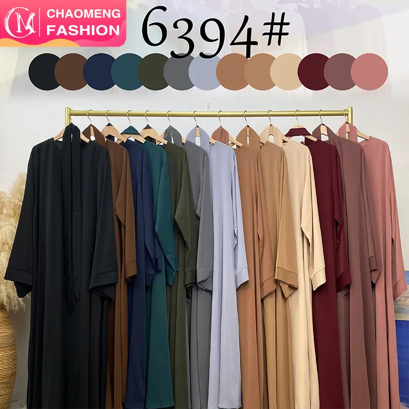 6394 # 슈퍼 베스트 세일 클래식 아바야 드레스 다시 지퍼 벨트 캐주얼 다목적 단순성 이드 라마단 카프탄 여성 드레스
