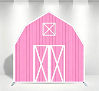 Support de toile de fond arche de grange 7x7ft avec cadre en aluminium 32mm et housse en soie laiteuse pour décoration de fête de cowgirl, baby shower, anniversaire, location