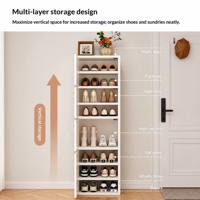 Meuble à chaussures vertical étroit et haut en bois, unité de rangement compacte pour entrée, à poser au sol, mobilier de maison moderne et minimaliste