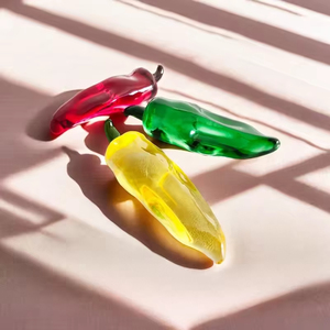 Honor of Crystal Vegetal Charm Glass Crystal Pimienta roja <span class=keywords><strong>verde</strong></span> Decoración para el hogar Crystal Chili Figuritas Glass Bell Pepper Pisapapeles - Product Image 2
