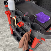 Chariot utilitaire roulant en plastique robuste à 3 niveaux avec roulettes verrouillables pour réparation, esthétique automobile, detailing, garage et organisation