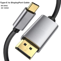Cable USB C a DisplayPort 8K, Adaptador Tipo C a DP 1.4, Cable Thunderbolt 3 4 USB4 DP para MacBook Pro, Laptop, Teléfono Móvil, Tableta