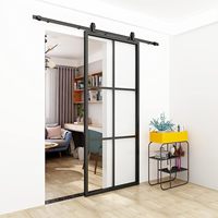 Porte coulissante en verre noir de style loft 6Lites, en acier, avec cadre en fer cannelé, double porte intérieure avec verre, vente en gros d'usine
