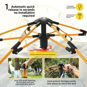 Carpa de Camping Automática para 4 Personas, 4 Estaciones, para Glamping, Senderismo y Viajes, de una Sola Capa, Tela Oxford, Poste de Fibra de Vidrio, a Prueba de Mosquitos - Product Image 4