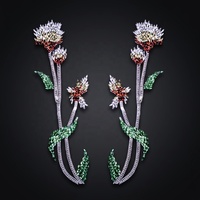 Fleurs 3D Appliquées Artisanales en Gros, Strass Thermocollants en Caoutchouc et Cristal, Écologiques, pour Accessoires de Vêtements DIY