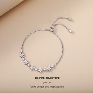 Japanese Korean Style Zircon Flower <b>Bracelet</b> For Women Gift Jewelry <b>Copper</b> Alloy Claw Setting ASL 0173QJ - Product Image 3