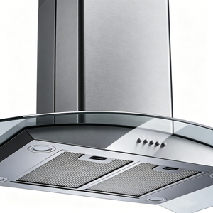 <span class=keywords><strong>Campana</strong></span> <span class=keywords><strong>extractora</strong></span> de cocina de acero inoxidable de 900 mm con arco de vidrio, montada en el techo, potente control por botones, chimenea ajustable - Product Image 3