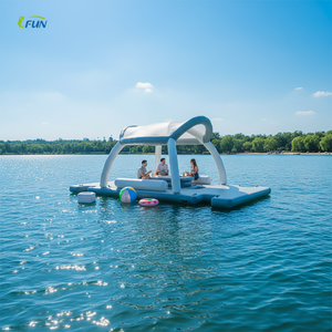 Plateforme flottante <span class=keywords><strong>gonflable</strong></span> avec tente, <span class=keywords><strong>prix</strong></span> direct usine, personnalisable, en PVC/vinyle, pour Sea Bob, idéale pour l'été et les activités aquatiques - Product Image 1