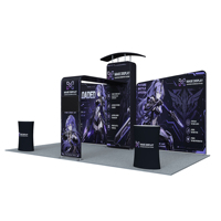 Stand d'exposition portable, stand modulaire pour salon professionnel, structure en tube d'aluminium avec auvent en tissu tendu, comptoir d'accueil