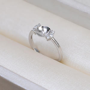 Anillo Ajustable de Plata S925 para Mujer, con Perla Natural, Accesorio de Moda DIY con Soporte Vacío, Producto Semiterminado 150 - Product Image 3