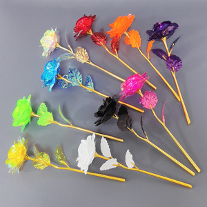 Bunga mawar LED warna-warni mawar Foil emas menyala untuk ulang tahun Natal hadiah Hari Valentine - Product Image 2