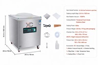 Machine à vide automatique à double transformateur XICANG XC-620, 2500W, haute capacité pour les aliments