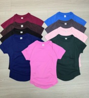 Yimo 10 couleurs, haut de yoga pour femme de haute qualité, chemise de sport pour femme, col rond, séchage rapide, manches courtes, vêtements de sport pour femme