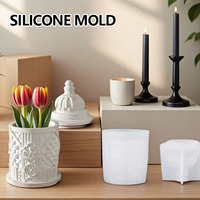 Moule en silicone en forme de tasse avec couvercle bol de rangement fait à la main moule en résine Pot de fleur Vase béton bricolage plâtre coulé ciment