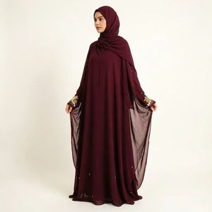 Burgundy Abaya Women Mother <strong>Daughter</strong> Set Modest Wear Islamic Clothing - Product Image 5