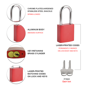 ELECPOPULAR Cadenas en aluminium avec anse en acier de 38 mm, système de verrouillage et d'étiquetage (LOTO) avec clé maîtresse, certifié CE, cylindre de sécurité industriel - Product Image 4
