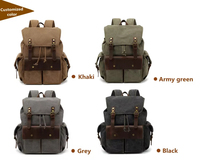 Sac à dos vintage en toile cirée et cuir, imperméable et antirouille, pour étudiants, ordinateur portable, collège, voyage, sport et randonnée - Vente en gros