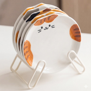 Platos de Cerámica con Diseño de Gatos para el Hogar, Desayuno y Meriendas, Fáciles de Guardar, Platos para Descartar Huesos - Product Image 2