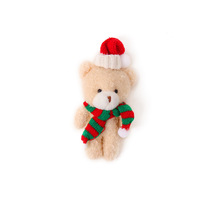 Syal perona pipi lucu Natal, boneka beruang mewah gantungan kunci ornamen liontin dicuci kain katun PP lapisan katun untuk menghilangkan stres