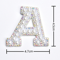 Patch de lettres en strass et perles AB, applique de lettres en cristal et diamant, autocollant non-tissé pour vêtements, nom personnalisé DIY