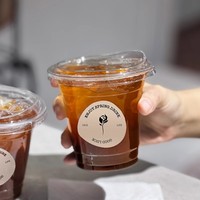 Ensemble d'emballages à emporter Instagram jetables transparents en plastique PET PP américain Style simple paroi-pour café boissons froides lait