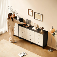 Commode à 6 tiroirs en contreplaqué de bouleau, style nordique minimaliste moderne, avec poignées métalliques, écologique et durable, pour chambre à coucher
